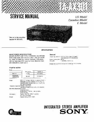 SONY TA-AX301 SONY TA-AX301
INTEGRATED STEREO AMPLIFIER.
SERVICE MANUAL (9-955-788-11)